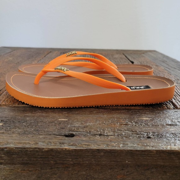 DKNY  'Madi' Orange Flip Flop Logo Thong Sandals - Picture 2 of 7